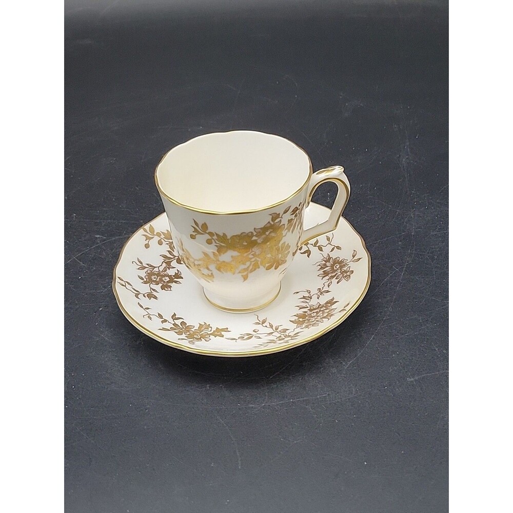 Royal Staffordshire Aristocrat Gold Demitasse Cup & Saucer Bone China Vtg